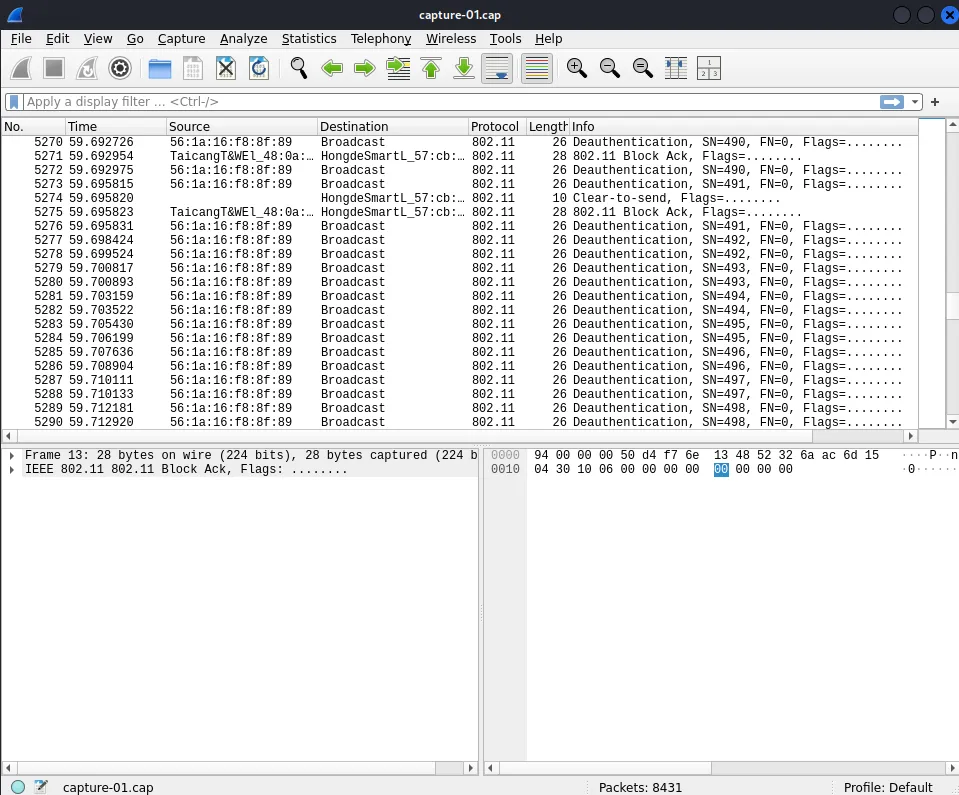 Wireshark deauth packet