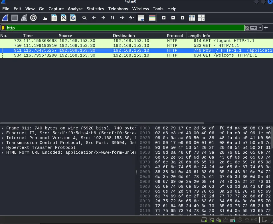 Intercepted HTTP Traffic